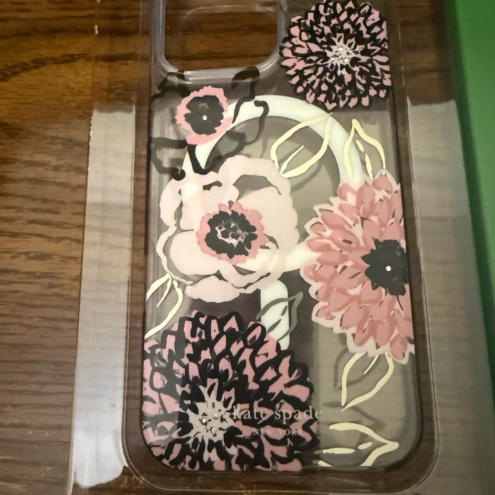 Kate Spade Pink and Black Floral iPhone Case - Picture 2 of 4